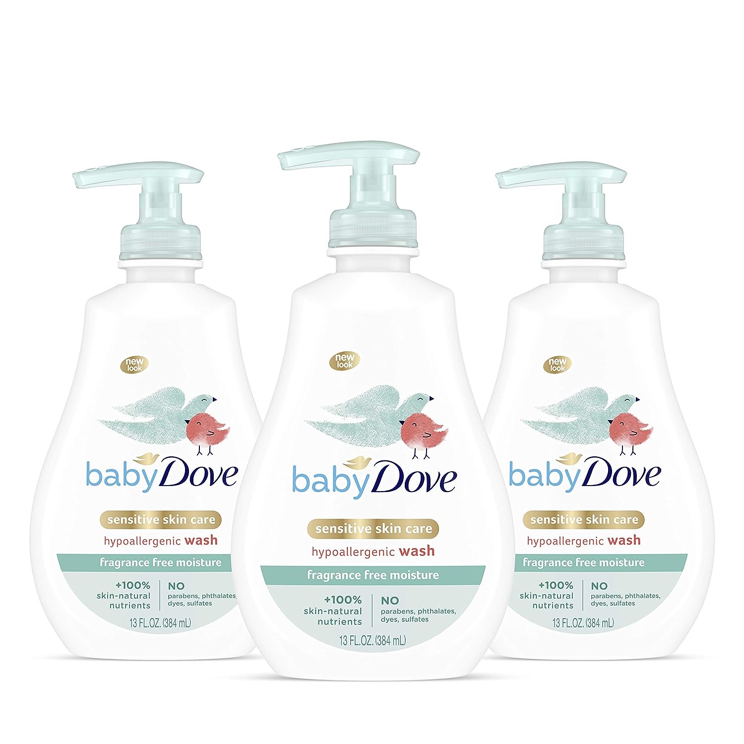 Baby Dove Tip to Toe Baby Body Wash For Baby's Sensitive Skin Sensitive Moisture Washes Away Bacteria, Fragrance-Free and Hypoallergenic Baby Soap, 13 Fl Oz (Pack of 3) - Image 1